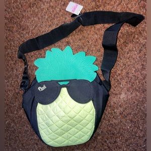 Pink pineapple with sunglasses purse beach bag
